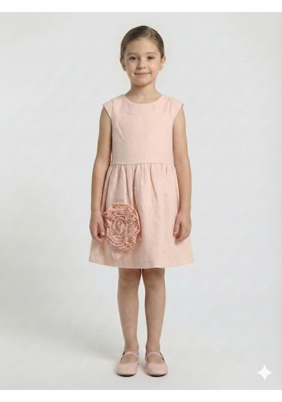 Xo Kids Kız Çocuk Elbise + Bolero 6-9 Yaş 52124 Pudra