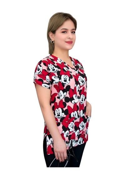 Minnie Mouse Desenli Cerrahi Forma Üst 2xlarge Pudra Pudra