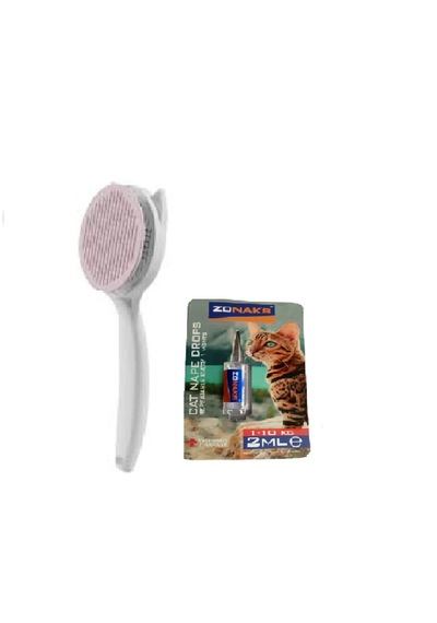 Kedi için Otomatik Tüy Toplayıcı Tarak + Kedi Tüy & Deri Bakım Yağı 2 ML