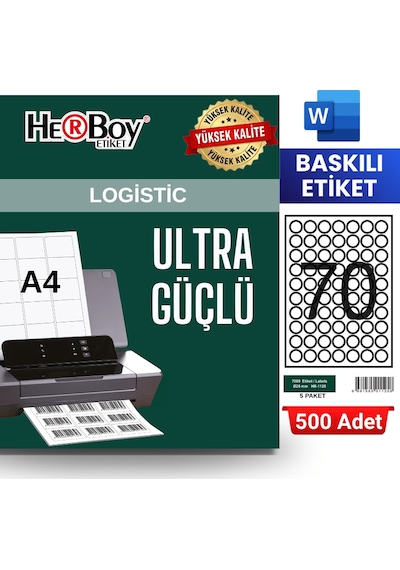 Herboy Hb-1125 25 X 25 Mm A4 Baskılı Laser Etiket 500 Adet