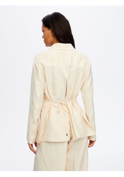 Faik Sönmez Arkası Yırtmaç Ve Bağcık Detaylı Modallı Blazer Ceket W26ckt005 Uw26ckt00572 Taş