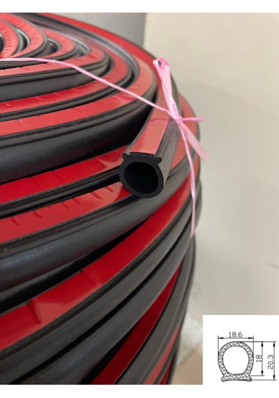 Bantlı Kapı Fitili ( Çap-18 Mm )- Bantlı Sünger - D Tipi Fitil ( 1 Adet 1 Metre )