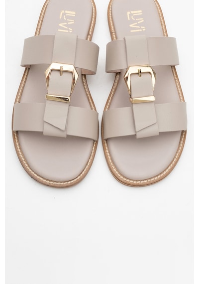 Luvishoes Luvi Shoes Sveta Taş Cilt Tokalı Hakiki Deri Kadın Terlik Taş