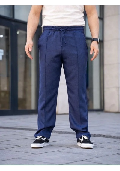 Efnaz Style Erkek Keten Cepli Çıma Dikişli Jogger Buggy Pantalon Rahat Kalıp - Lacivert
