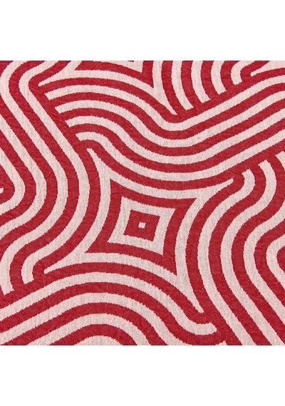 Soft Geometrik Desenli Çift Kişilik Yatak Örtüsü - Kırmızı - 225x250 Cm Renkli