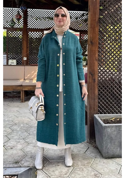 Rabia Şamlı Yakut Angora Triko Kap Zümrüt Çok Renkli