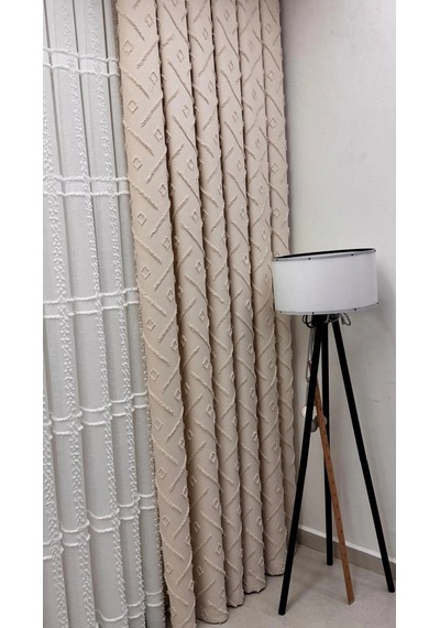 Nivemeshome Sedef 3-0006 V2 Bej 13 Pileli Fon Perde 50x250