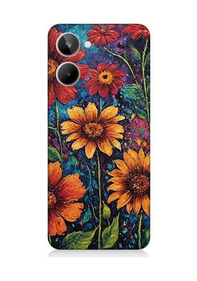 Realme 10 Uyumlu Canlı Bahar Çiçekleri Patlaması Desenli Silikon Kılıf Çok Renkli