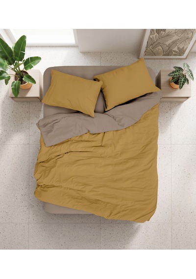 Cotton Box Plain Çift Kişilik Nevresim Takımı Amber-vizon