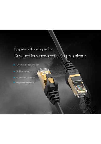 Orico CAT7 Ethernet Kablosu 100 CM Siyah Pug-C7-10