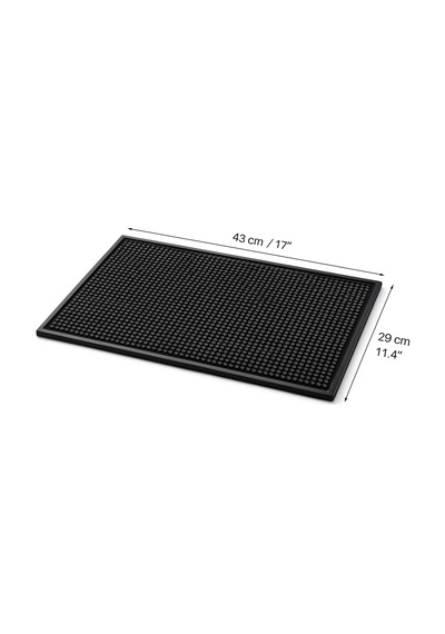Silikon Bar Matı, Siyah, Kaymaz Tezgah Ve Bulaşık Kurutma Matı, 43x29 Cm, Mutfak Ve Bar İçin