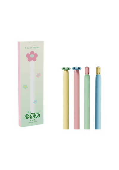 Zennyth Mavi Mürekkepli Daisy Papatya Jel Kalem 4'lü