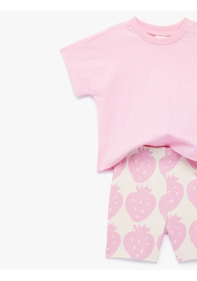 Koton Desenli Pembe Kız Bebek Alt-üst Takım 6smg10026ak Pembe