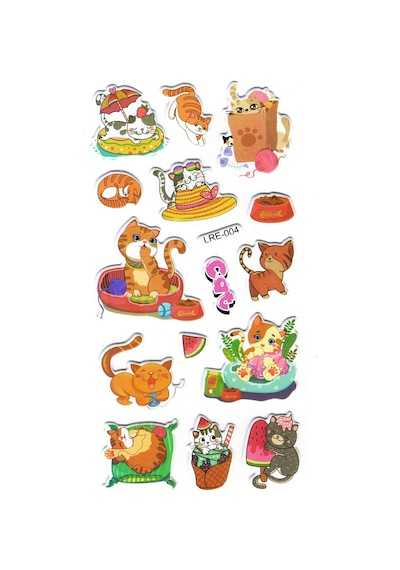 Sticker Kabartmalı Stiker Defter Planlayıcı Etiket Lre-004 -17 x 9 CM - Sevimli Komik Kedi