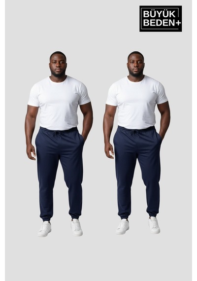 Superlife Erkek Büyük Beden İkili Jogger Paça Lastikli İnce Eşofman Altı Seti Spr26bea951+2 Lacivert