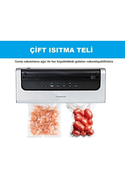 Küchen Pratic VS7210 Ev Tipi Elektrikli Vakum Makinesi + Vakum Poşeti 10 Adet