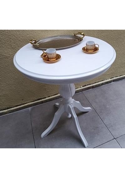 Fiskos Sehpa Eko 90504 Baba 4ayak 65 Cm Hareketli Mdf Tabla Parlak Beyaz El Yapım