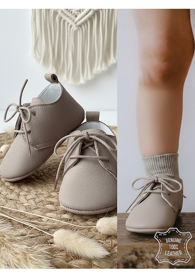 Denokids Erkek Bebek Hakiki Deri Kahverengi Yumuşak Taban Ayakkabı 17-21 Numara Çok Renkli