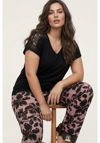Siyah İnci Desenli Büyük Beden Battal Boy Viskon Örme Pijama Takım 26120980 Siyah Siyah İnci Desenli Büyük Beden Battal Boy Viskon Örme Pijama Takım 26120980 Siyah