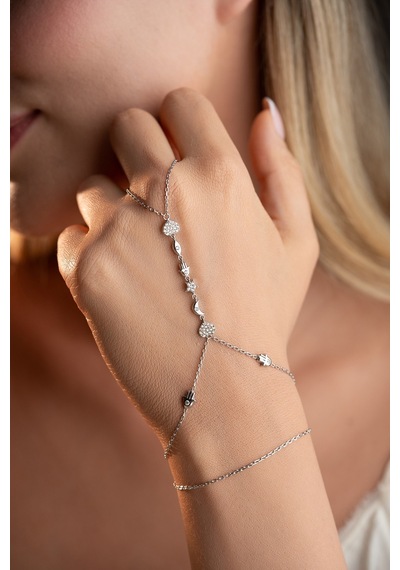 925 Ayar Gümüş Rodyum Kaplama Şans Figürlü Şahmeran Bileklik Çok Renkli