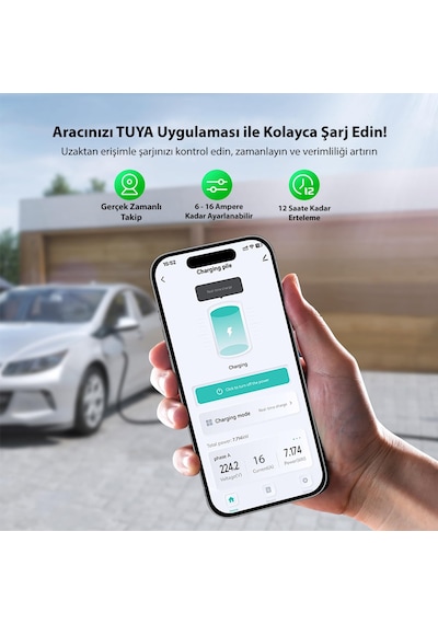 Truwatt Zt220 3.5kw Taşınabilir Elektrikli Araç Şarj Cihazı 16a/220v 20 Metre