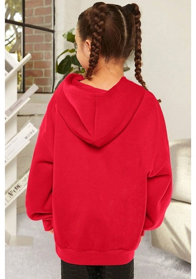 Uyguntarz Çocuk Song Butterflies Baskılı Sweatshirt Kırmızı