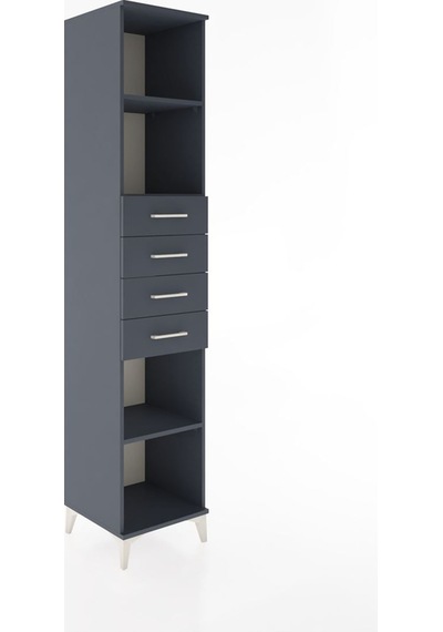 Hyperion Dolap 3 Raflı 4 Çekmeceli 44x44x221 Antrasit-antrasit Antrasit