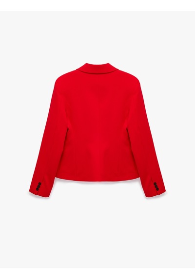 Koton Regular Fit Uzun Kollu Geniş Yaka Düğmeli Dikiş Detaylı Cepli Blazer Ceket Kırmızı 7wak50078uw