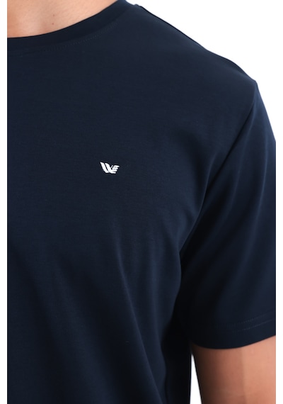 Rowinger Modal İnterlock Kumaş Minimal Logolu Bisiklet Yaka Erkek Spor T-shirt Navyblue