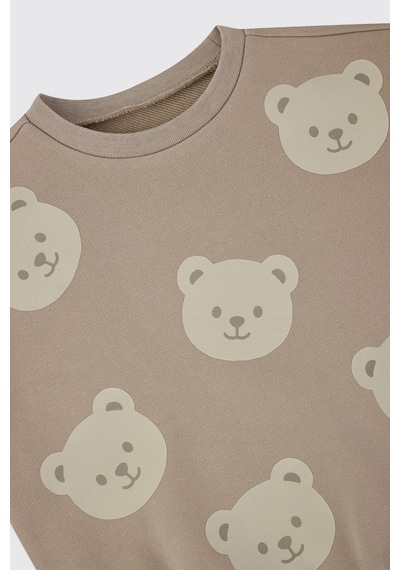 Panço Erkek Bebek Bisiklet Yaka Bej Sweatshirt Krem