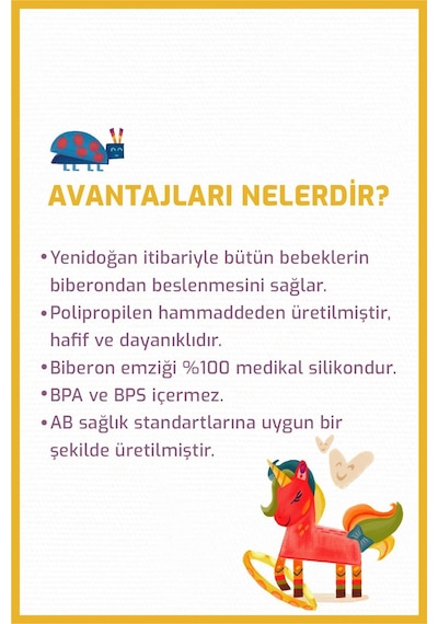 Bebedor Geniş Ağızlı Kulplu Pp Biberon 240 ML 99322 Çok Renkli