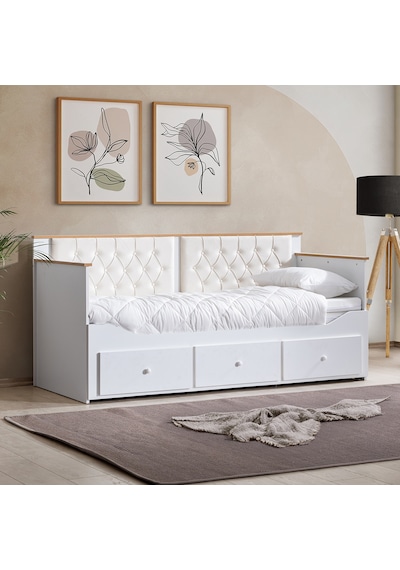 Alaçatı Divan Çekmeceli Açılır Çift Kişilik Karyola + Soft Yatak