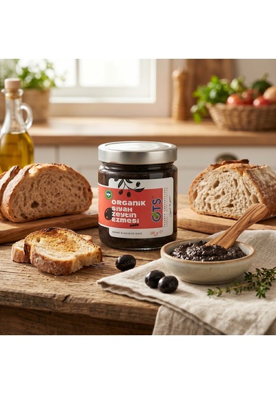 Ots Organik Siyah Zeytin Ezmesi (Sade) 180 gr  (Organik Sertifikalı, Pestisit Analizli)