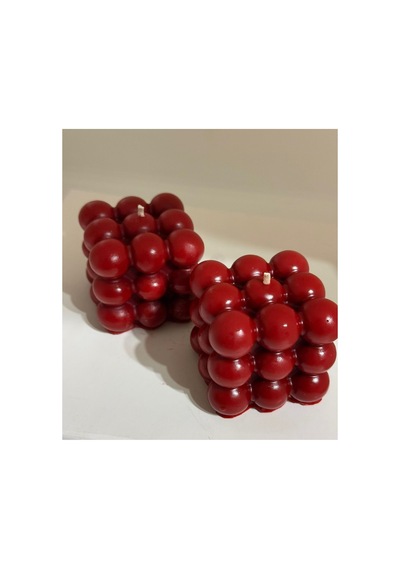 Şeffaf Kutulu İkili Kırmızı Bubble Mum-doğal %100 Soya Wax Dekor Mum Düğün, Nişan,kına Hediyelik Kırmızı