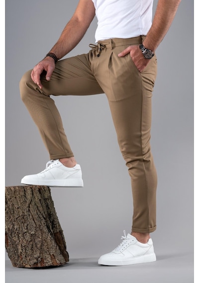 Slimfit Tek Pileli Dar Paça Fermuar Detaylı Kışlık Kumaş Pantolon 001