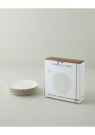 English Home Wave Porselen 6'lı Pasta Seti 20 Cm Beyaz