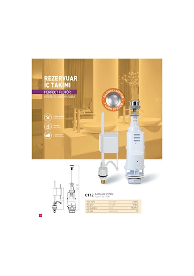 Nkp Perfect Flatör Basmalı Sistem Klozet Rezervuar  İç Takım Beyaz