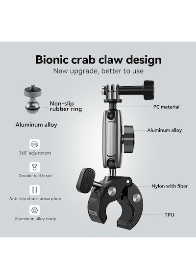 Motosiklet Gidonu Bisiklet Montaj Kelepçeleri İçin Gopro Hero 13 12 11 10 9 Djı Osmo Action 5 Pro 4 3 Insta360,360 Çift Top Başlı Kelepçe Tutucu 1/4-20 Mm Kamera Ve Telefon İçin Adaptör