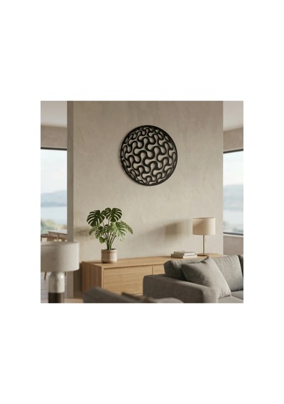 Geometrik Desenli Daire Duvar Tablosu Mdf Lazer Kesim Modern Minimal Duvar Süsü Renk