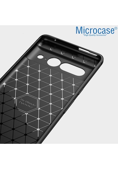 Google Pixel 7 Pro Brushed Carbonfiber Silikon Kılıf-Siyah Al3332