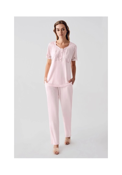Angbutik Freshness 322 Kadın Sabahlıklı Pijama Takımı PEMBE