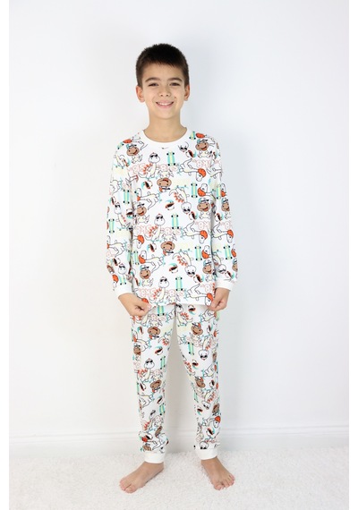 Harika Kids Erkek Çocuk Baskılı İnterlok Kumaş Uzun Kollu Pijama Takımı Siyah