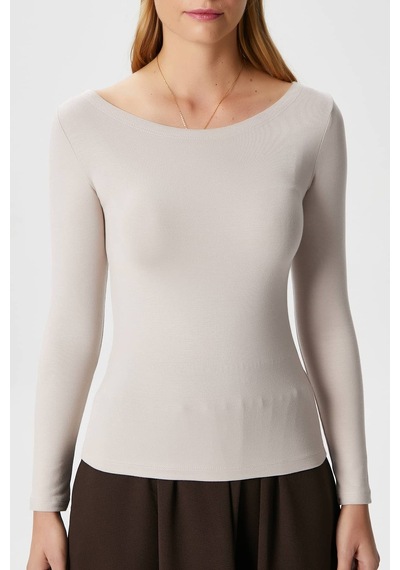 Ritnice Kayık Yaka Need Uzun Kollu Bej Soft Top / Bluz Bej Ritnice Kayık Yaka Need Uzun Kollu Bej Soft Top / Bluz Bej