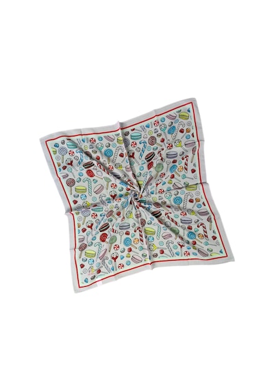 Mim Eşarp Valino Soft Pamuk Çocuk Desenli Eşarp 70x70 Cm Açık Gri - Şekerleme