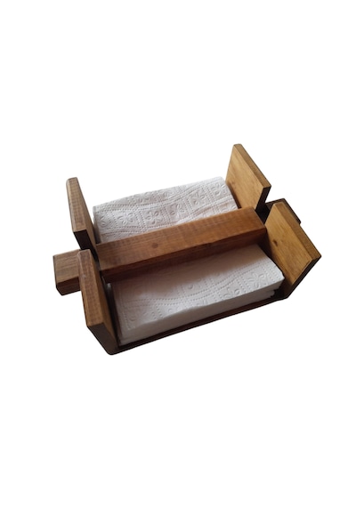 Masif Ahşap Çam Ağacı Dekoratif Peçetelik 19 Cm X 15,5 Cm