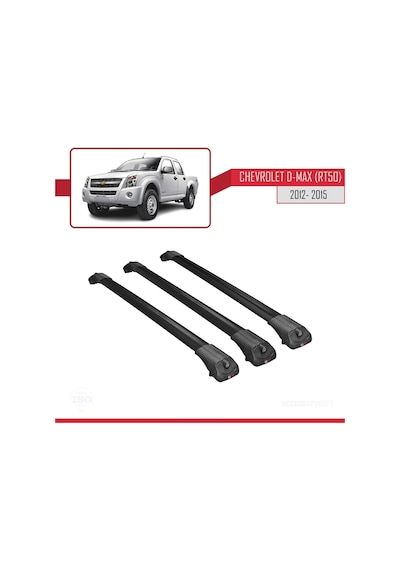 Chevrolet D-max Rt50 2012-2015 Arası İle Uyumlu Ace-1 Ara Atkı Tavan Barı Siyah 3 Adet Bar