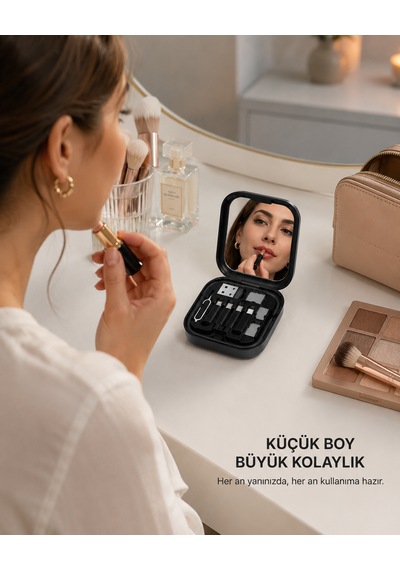 6'sı 1 Arada Seyahat Seti Çevirici 60w Hızlı Şarj, Sım Kart İğnesi, Usb Dönüştürücü, Nano & Micro Sd Kart Yuvası 1 Adet