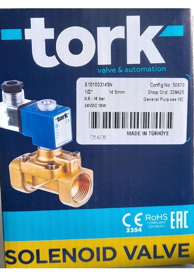 Sms Tork Selenoid Vana 1/2" Normalde Kapalı 230 Vac