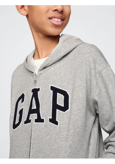 Gap Gri Erkek Çocuk Logo Relaxed Fermuarlı Sweatshirt