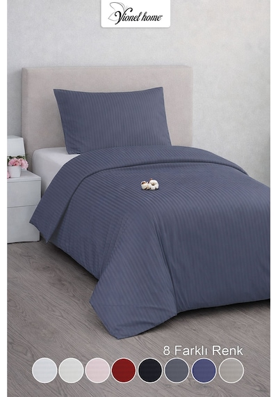 Tek Kişilik %100 Pamuk Saten Nevresim Seti Premium Seri 8 Renk Seçeneği 160x220 Gece Mavisi